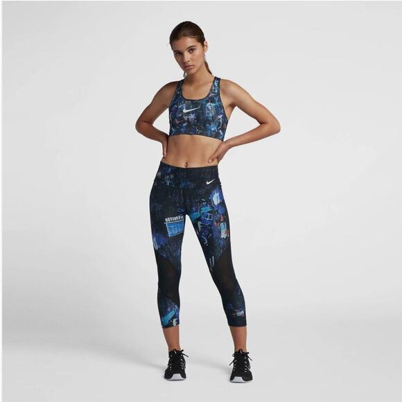 Nike Victory Power Crop Leggings Pants M | Graffiti Print, Dri-FIT, Mesh Panels - Picture 2 of 8